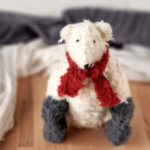 Polar Bear Sewing Pattern Tutorial, Easy 12" Furry Teddy Soft Toy PDF
