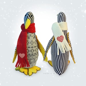 Penguin Bird Pdf Sewing Pattern, Pickle PENGUIN with Scarf & Fish Soft Toy, Stuffed Animal Sewing PATTERN