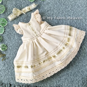 Clothes for teddy bears, dress with flutter sleeves & bow headband, PDF Sewing Pattern, Patchwork Bear Clothes Sewing PATTERN