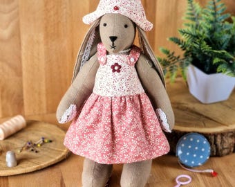 Jointed Bunny Soft Toy Sewing Pattern Tutorial With Dress & Hat (PDF)
