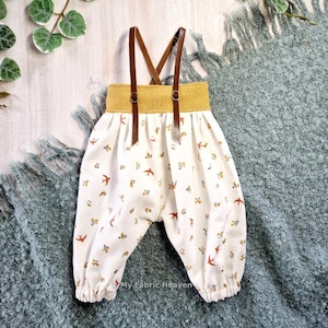 Doll's peasant trousers with braces, balloon pants, boho pants , PDF sewing pattern for 40cm / 16" toys & photo tutorial by My Fabric Heaven