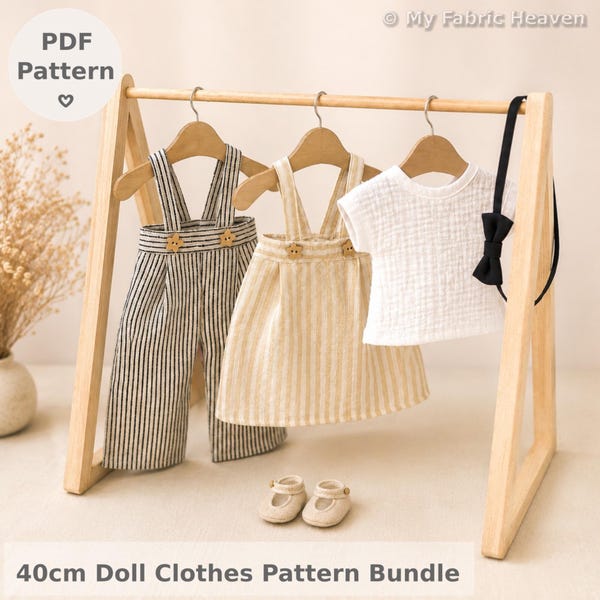 Doll Clothes Sewing Pattern PDF, 40cm Doll Outfit Bundle, Easy Tutorial