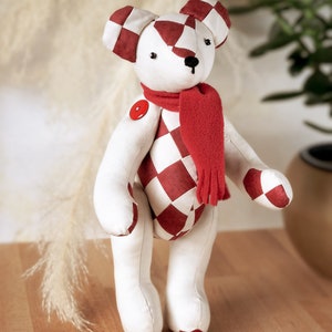 Patchwork Bear PDF Sewing Pattern, Keepsake Teddy, MEMORY BEAR Pattern, Soft Toy Pattern, Jointed Teddy Bear Pattern, Sew A Bear.