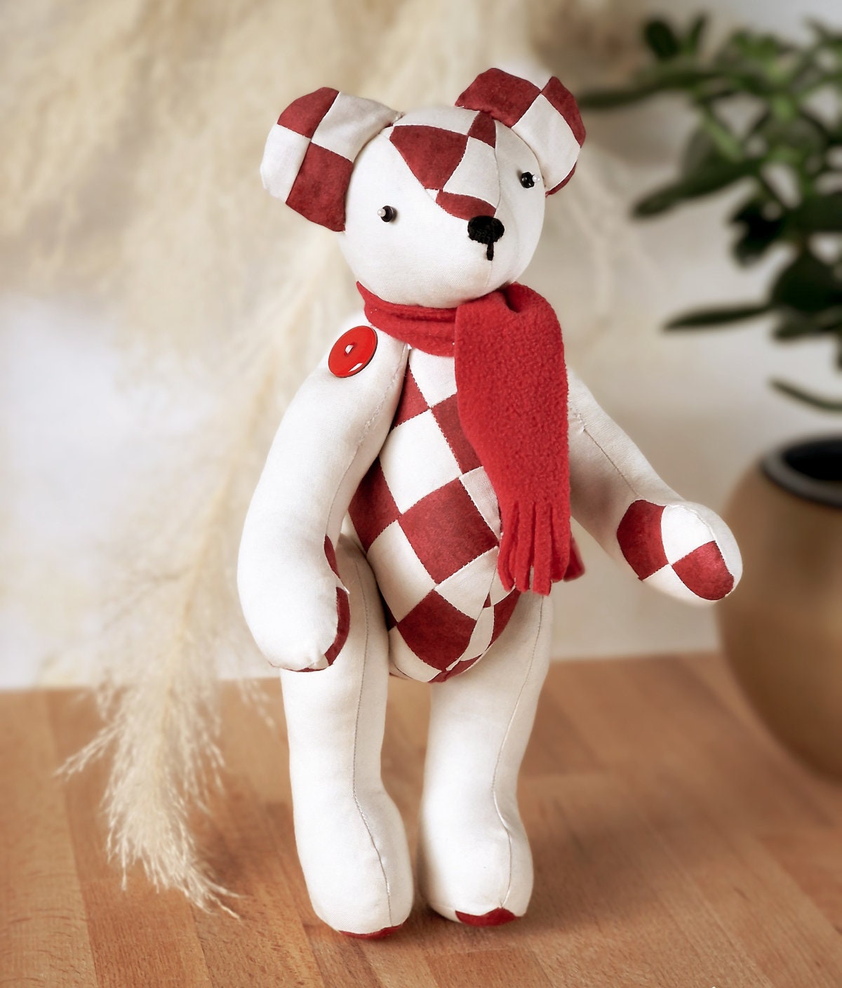 Patchwork Bear PDF Sewing Pattern, Keepsake Teddy, MEMORY