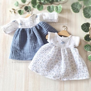 Doll dress PDF sewing pattern for 40cm/16&quot; dolls with options for long or short sleeves by My Fabric Heaven