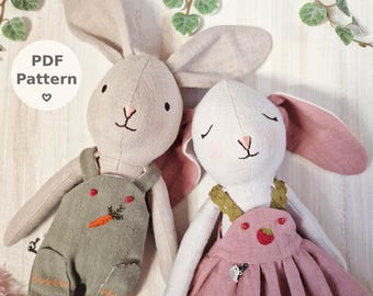 Bunny Doll With Clothes Sewing Pattern Bundle; Easy Photo-Tutorial PDF