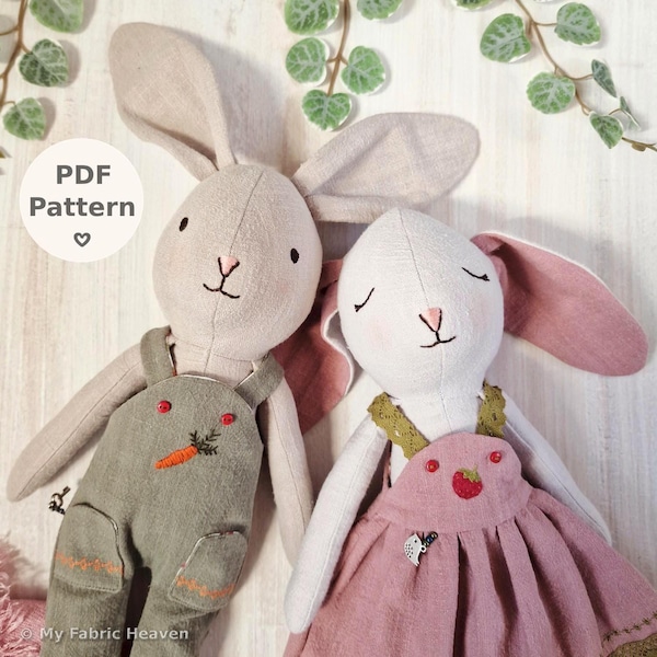 Bunny Doll With Clothes Sewing Pattern Bundle; Easy Photo-Tutorial PDF