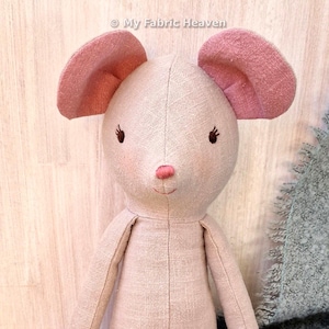 Mouse sewing pattern PDF & step-by-step photo-tutorial 40cm/16" Stuffed animal soft toy for nursery or baby shower gift by My Fabric Heaven