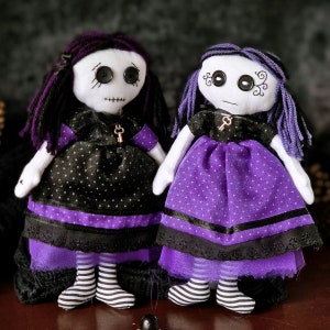 Halloween Cloth Doll PDF SEWING PATTERN Creepy Cute Gothic Themed Rag Dolls & Photo-Tutorial with Embroidery Tattoos