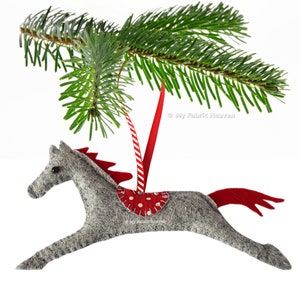 Felt Horse Hanging Ornament, Prancing PONY Xmas Decoration, Easy Handmade PDF Sewing PATTERN & step-by-step Photo Tutorial- My Fabric Heaven