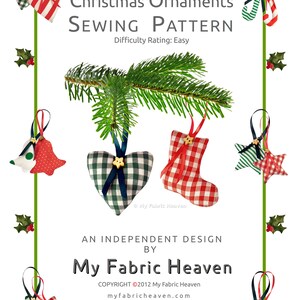 6 décorations d'arbre de Noël faciles en tissu faites main, patron de couture et tutoriel PDF image 10