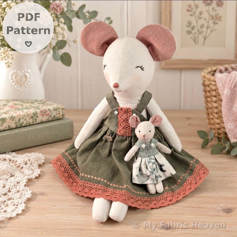 Mother & Baby Mouse Dolls Sewing Pattern PDF With Dress Patterns Incl ...