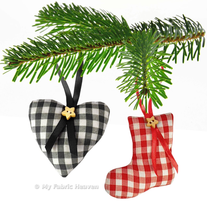 6 décorations d'arbre de Noël faciles en tissu faites main, patron de couture et tutoriel PDF image 6