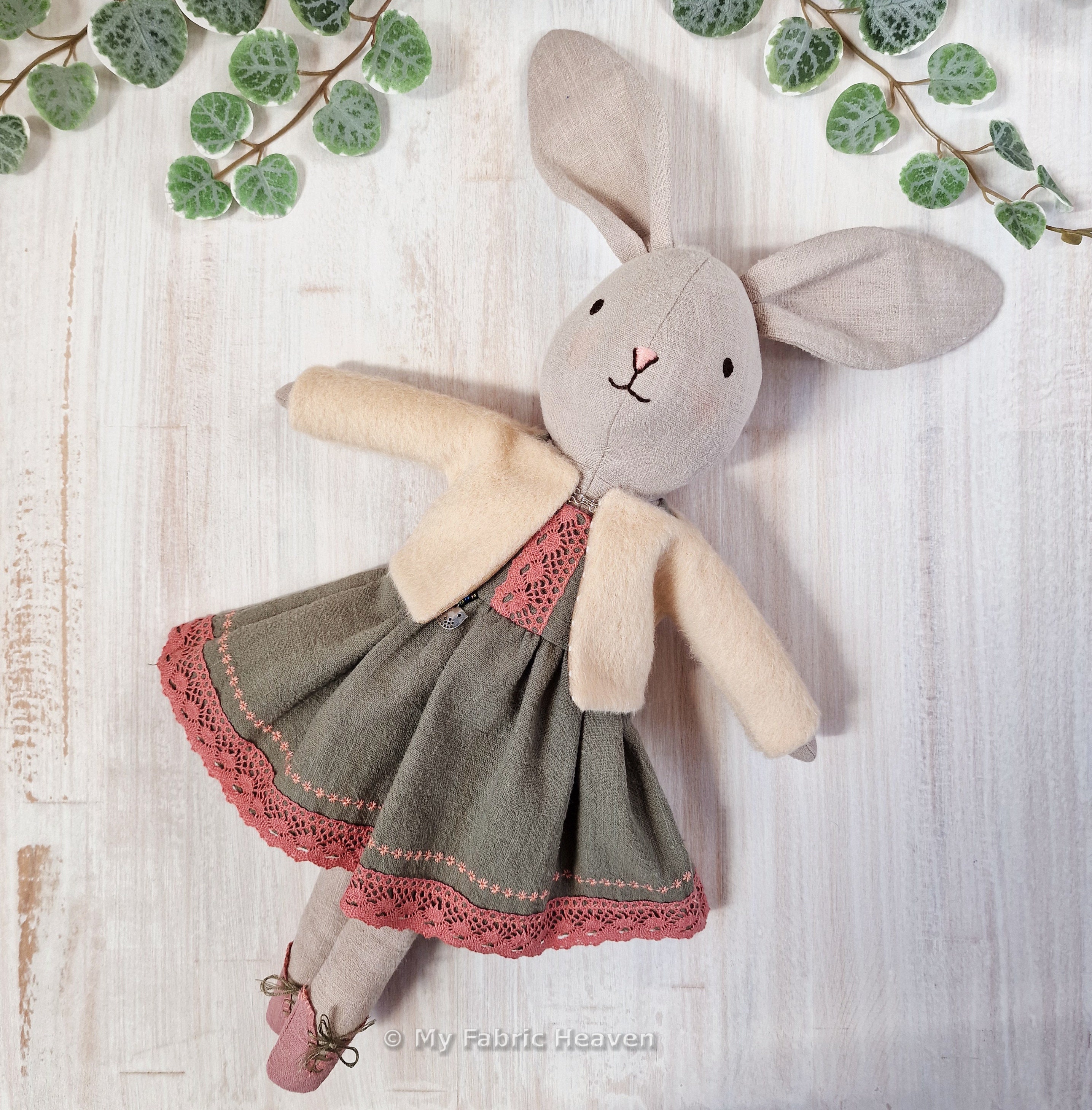 Bunny Doll With Clothes Easy Sewing Pattern PDF. 40cm/16