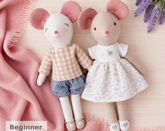 Mouse Doll Sewing Pattern PDF with Clothes Bundle / Easy Soft Toy DIY