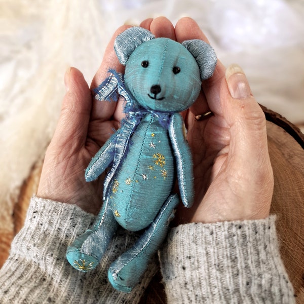 Tiny Teddy Bear PDF Sewing PATTERN Snowflake Bear, Miniature Bear Pattern, Christmas Memory Bear Pattern, Baby Keepsake Bear Pattern.