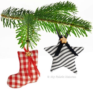6 décorations d'arbre de Noël faciles en tissu faites main, patron de couture et tutoriel PDF image 8