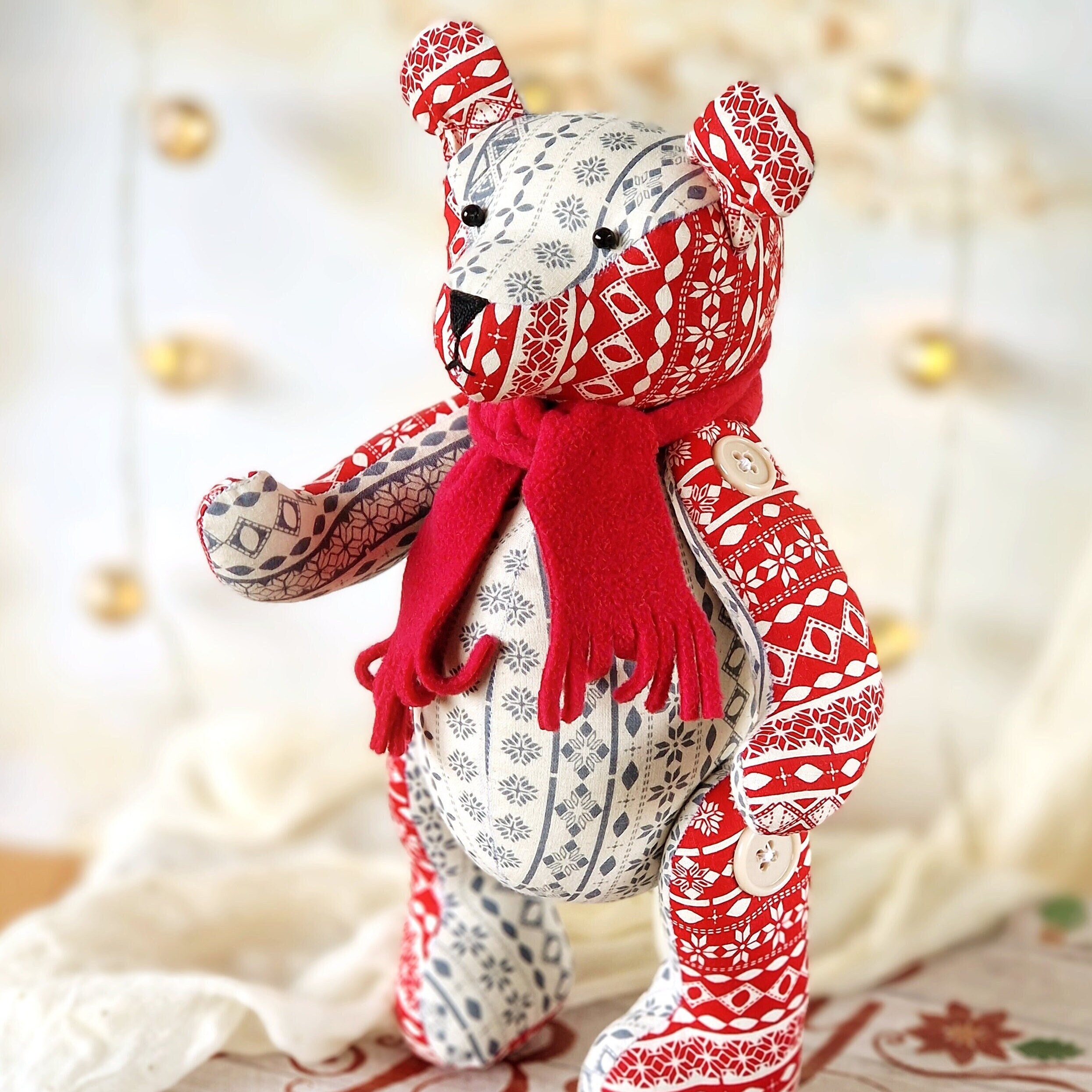 Memory Bear SEWING PATTERN, Jingle Bear Soft Toy by My Fabric Heaven, UK