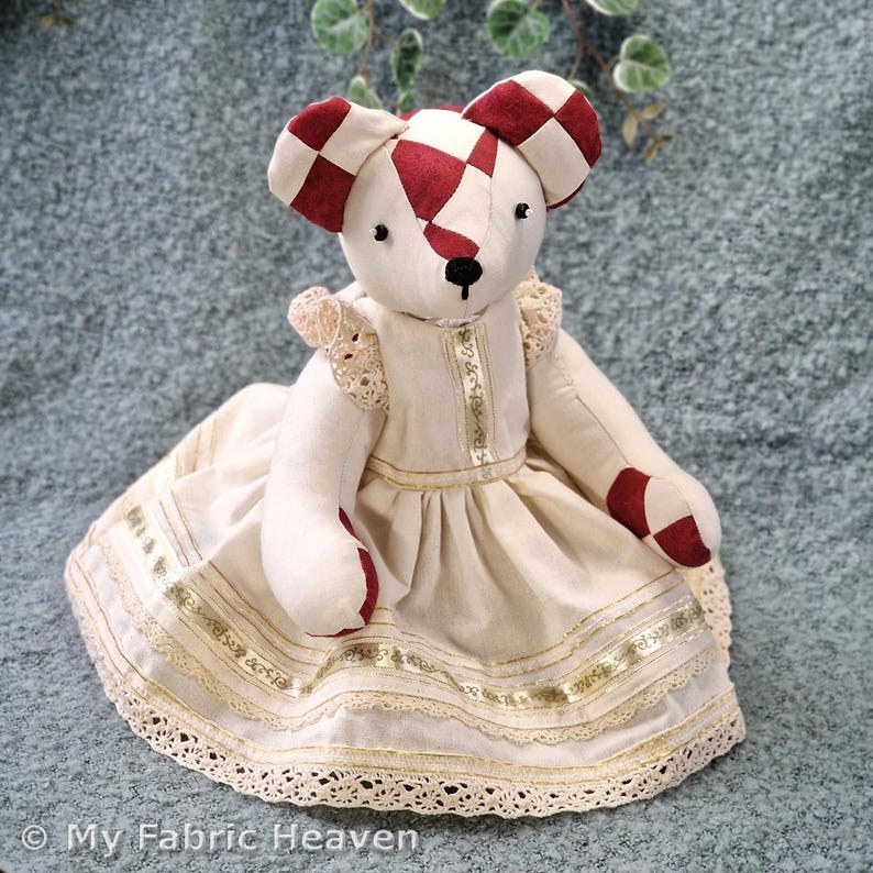 Teddy Bear Clothes Sewing Pattern Tutorial, 14" Dress & Headband (PDF) image 7