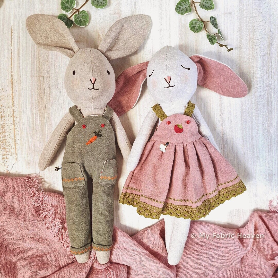 Bunny Toy and Clothes Easy Sewing Pattern PDF. 40cm/16" Fabric Rabbit ...