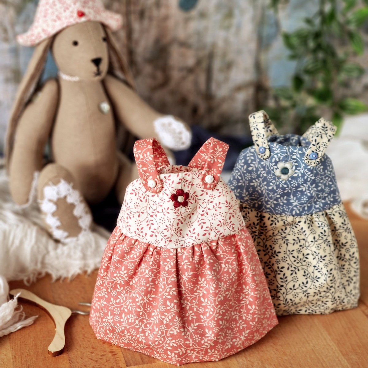 11" Jointed Bunny Soft Toy With Dress & Hat PDF Sewing Pattern - Rabbit ...