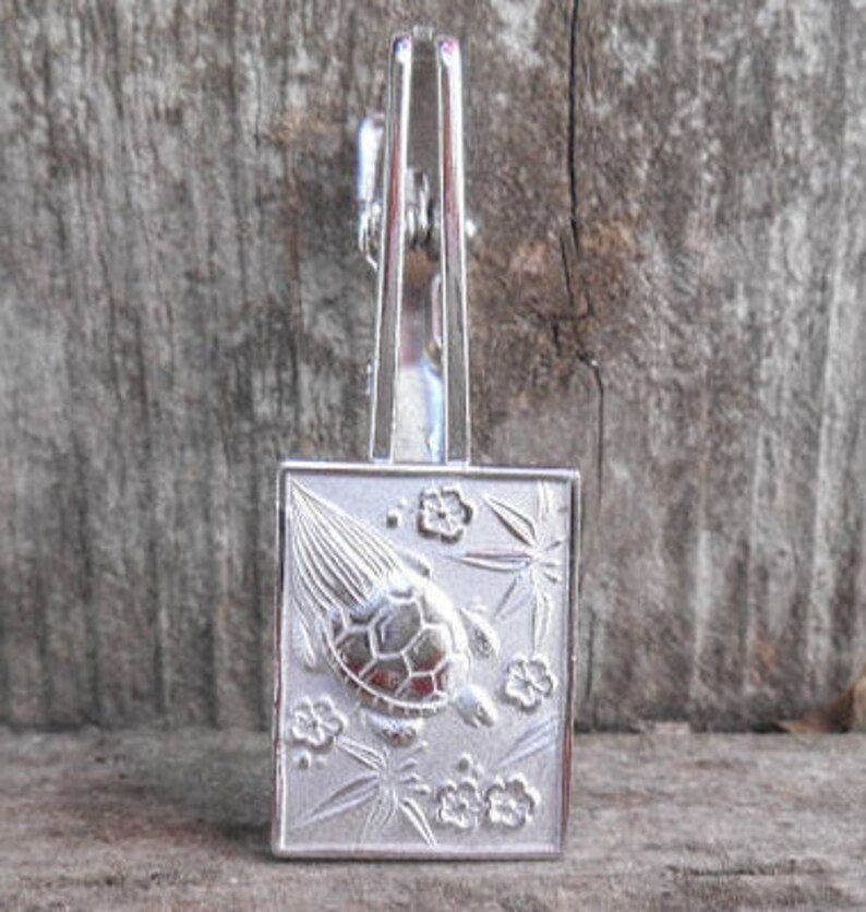 Turtle Tie Clip Silver Tone Tie Clip Turtle and Flora Tie Clasp Men/'s Accessories Tie Clasp