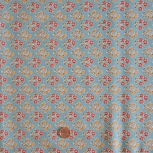 Tilda Jubilee Farm Flowers Teal 1101103 Half Yard Cut 100% Cotton 44&quot; Wide