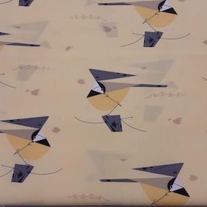 Charley Harper Ford Times Birds Chickadee CH-338 100% Organic Cotton 44" Wide Half Yard Cut