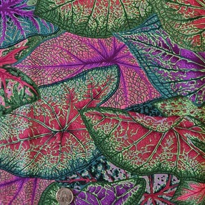 Kaffe Fassett Collective August 2021 Caladiums Dark PWPJ108 Half Yard Cut 100% Cotton 44&quot; Wide