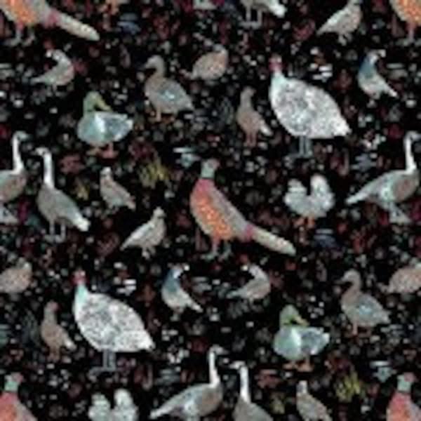 Fox Wood Bird Season Black #51920-5 by Betsy Olmsted  Half Yard Cut 100% Cotton 44" Wide