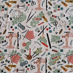 Sunday Afternoon Crafting for Life YX101-BL2 by Yuan Xu 100% Cotton 44" Wide Make Aprons or Bags