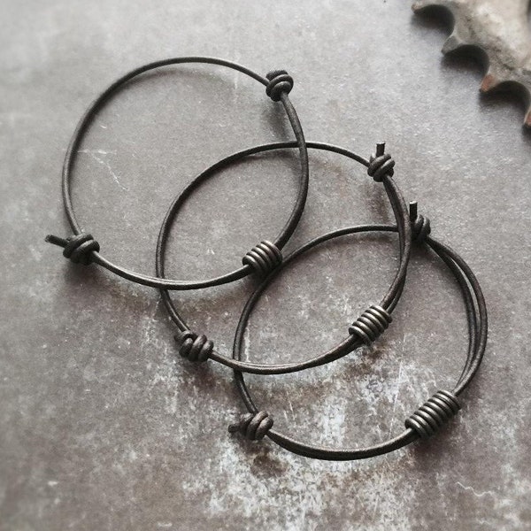 Dark Steel Coil Adjustable Leather Industrial Bracelet Set / gothic / rivethead / postapo / moto / tribal