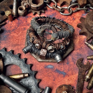Berserker Bangles - Scavenged Industrial Hardware Wasteland Tribal Bracelet Set / rivethead / dystopian / postapo / stacking bracelets