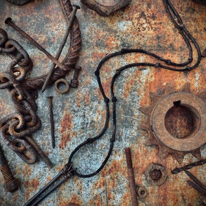 View of Scavenged Industrial Hardware Double Nail Knotted Tribal Wasteland ...
