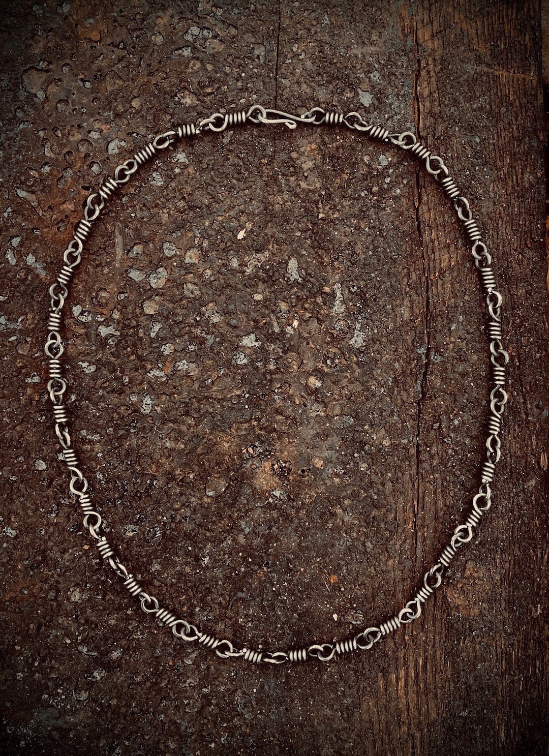 Dark Steel Coil Chain Link Necklace / Industrial / Gothic / Tribal ...
