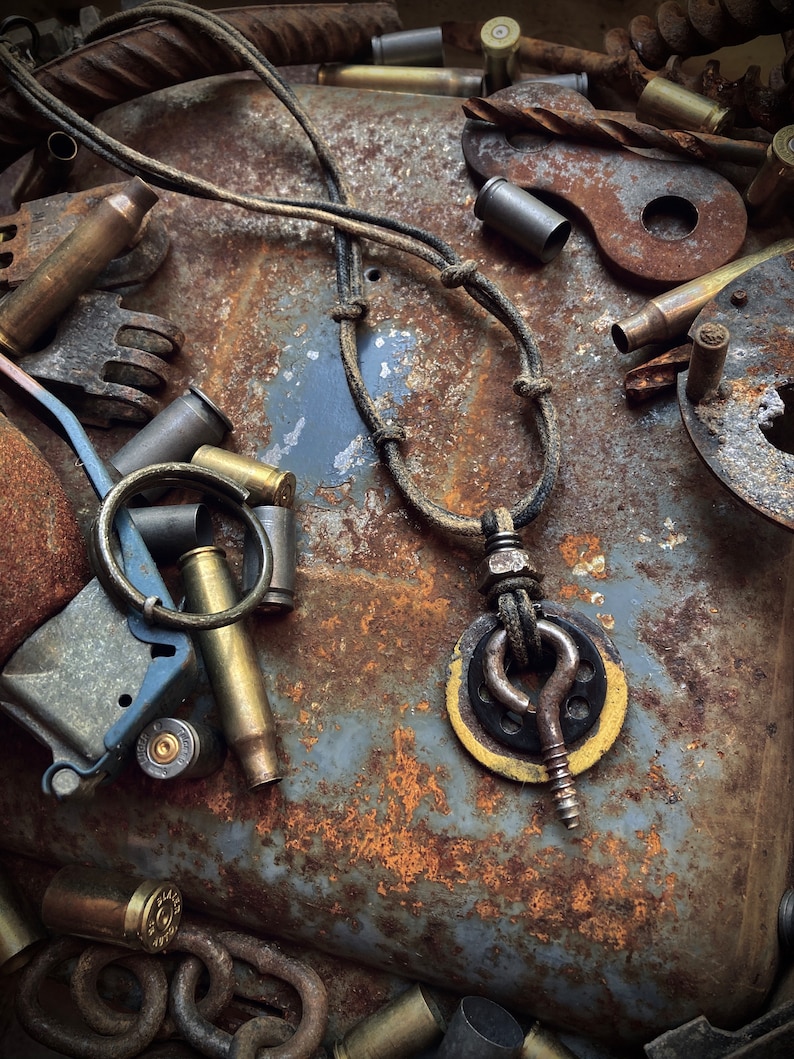 Picture of Achtung! - Layered Scavenged Industrial Hardware Pendant Necklace ...