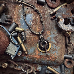 Picture of Achtung! - Layered Scavenged Industrial Hardware Pendant Necklace ...