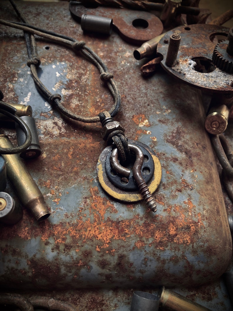 Image showcasing Achtung! - Layered Scavenged Industrial Hardware Pendant Necklace ...