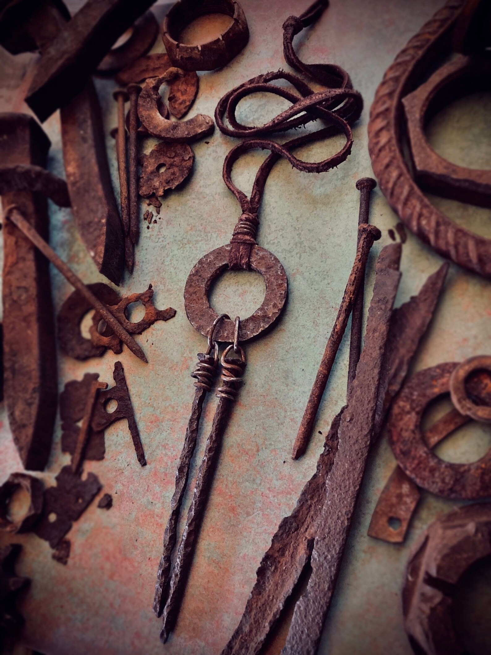 Scavenged Industrial Hardware Artifact Double Nail & Washer Etsy