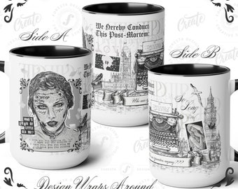 TSwift TTPD Tribute Mug - 15 oz Two-Toned, Black & White, Album Collage, Hidden Imagery, Easter Eggs, Lyrical Poetry, Swiftie Fan Must-Have