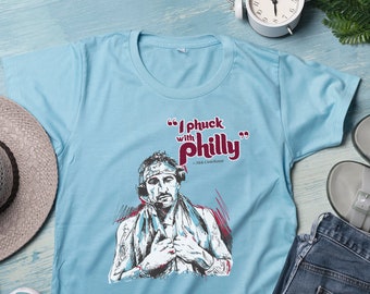 Funny "I Phuck with Philly" Nick Castellanos Inspired Shirtless Postgame Interview - Soft Unisex Tee - Hand Illustrated - Phillies Fan Gear