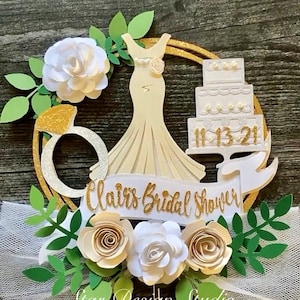 Bridal Shower Dress Cake topper, Customizable Name and date