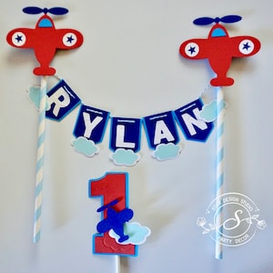 Airplane Cake Topper Birthday BuntingPlane cake topper-  Smash cake, first birthday, Any number, name available