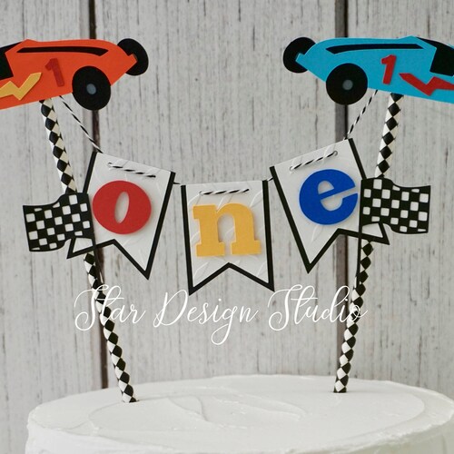 Race Car Cake Topper one Cake Topper Birthday Etsy