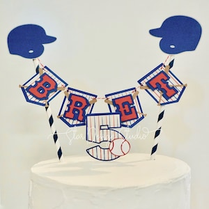 Baseball Cake topper, Birthday bunting-  Any age and name available
