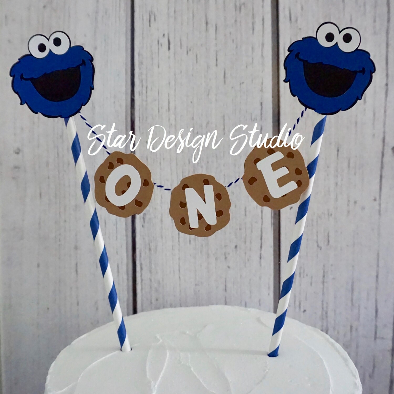 Cookie Monster Cake topper One Sesame Street Cake | Etsy