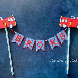 Fire Truck Boy cake topper- Smash cake Any age or name available