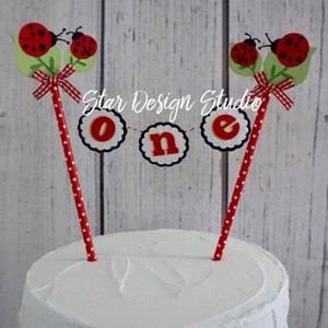 Lady Bug Cake topper Birthday bunting- Any age and name available