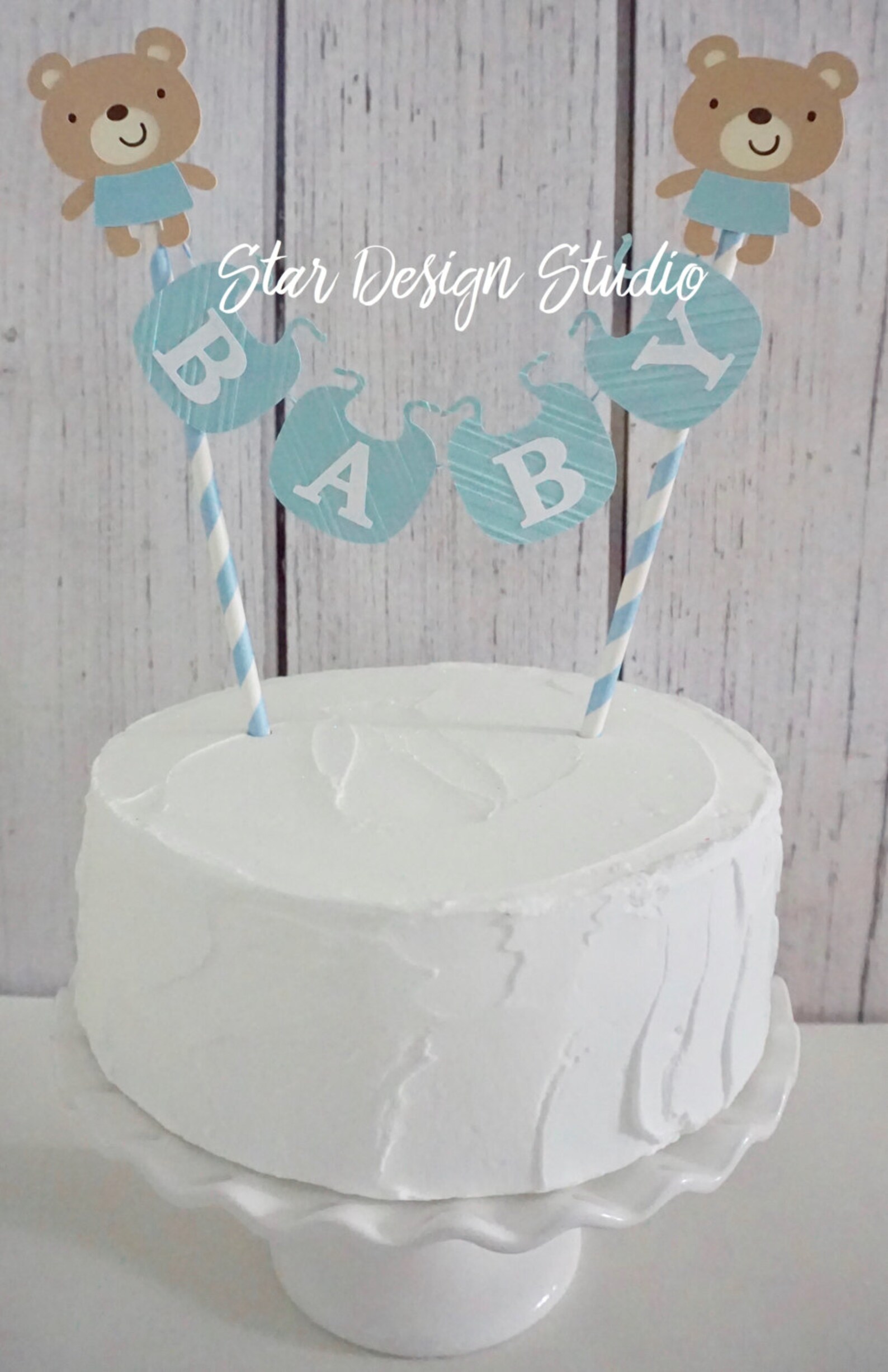 Baby Shower Bear Cake Topper baby Baby Boy Cake Etsy