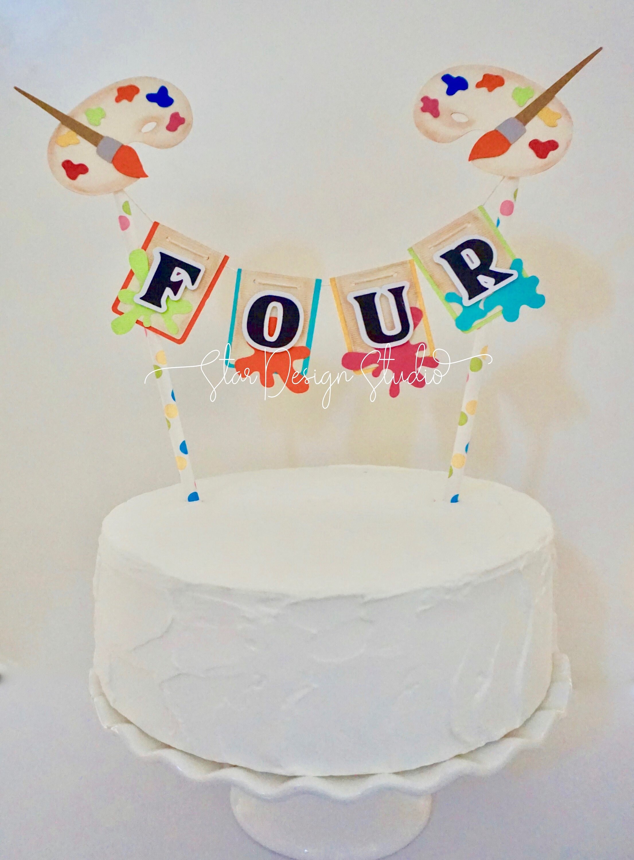 Paint Cake Topper, Series 2 Bunting Birthday. Artist Smash Cake. Any ...